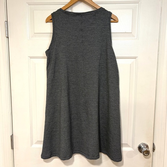 Wool& Sierra Tank Dress Merino Wool Pockets Swing Charcoal Grey Size L Long - Picture 4 of 15